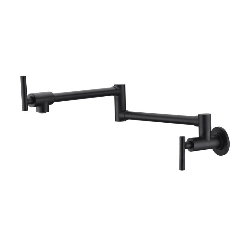 sumerain Matte Black Pot Filler Faucet Wall Mount Folding Kitchen Faucet Double Joint Swing Arm - Image 1